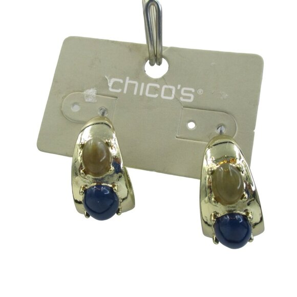 Chico's Earrings Blue and Gold-Tone Hoop Beth NEW $39 - Picture 3 of 5